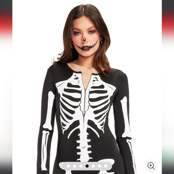 NWT! Tipsy Elves, Skeleton Bodysuit Costume, Black/White, Size Large -$79.95 - Picture 4 of 16